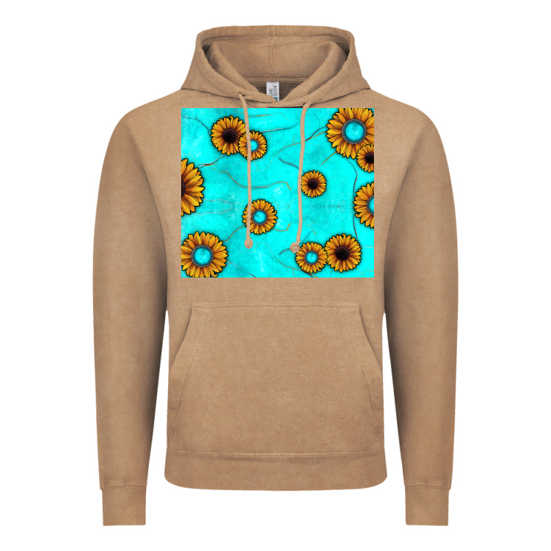 Turquoise Gemstone Sunflower Vintage Hoodie by JahusDesignShop | Teevron
