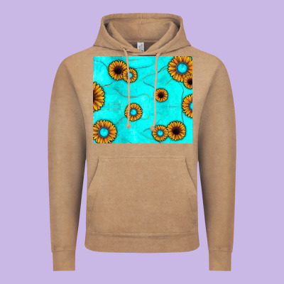Turquoise Gemstone Sunflower Vintage Hoodie Designed By Jahusdesignshop