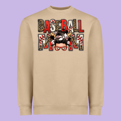 Baseball Mom Messy Bun Heavyweight Sweatshirt Designed By Zillion Design Studio