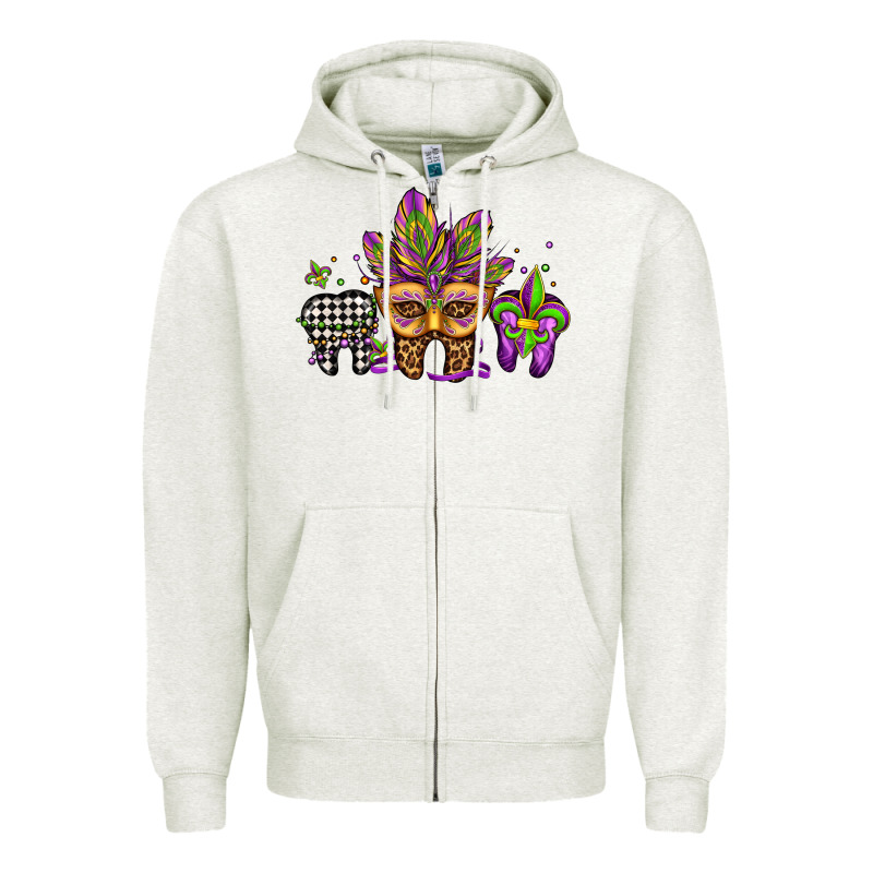 Mardi Gras Teeth Dental Assistant Zipper Hoodie by Jasminsmagicworld | Teevron