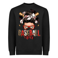 Black baseball mom messy bun Heavyweight Sweatshirt - Zillion Design Studio