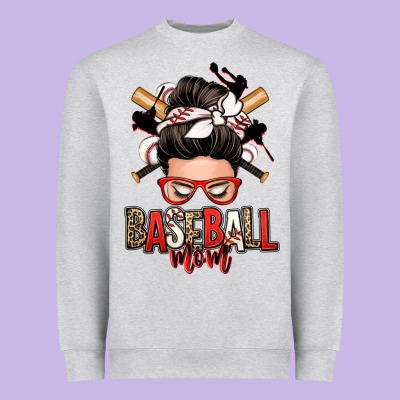 Baseball Mom Messy Bun Heavyweight Sweatshirt Designed By Zillion Design Studio