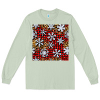 Matcha christmas snow crystals with plaid seamless pattern Long Sleeve Tee - BundleAndBundleShop