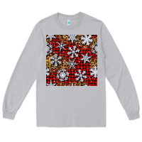 Moon Dust christmas snow crystals with plaid seamless pattern Long Sleeve Tee - BundleAndBundleShop