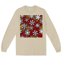 Mushroom christmas snow crystals with plaid seamless pattern Long Sleeve Tee - BundleAndBundleShop