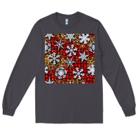 Smoke christmas snow crystals with plaid seamless pattern Long Sleeve Tee - BundleAndBundleShop