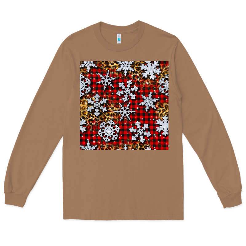 Christmas Snow Crystals With Plaid Seamless Pattern Long Sleeve Tee by BundleAndBundleShop | Teevron