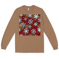 Toasted Coconut christmas snow crystals with plaid seamless pattern Long Sleeve Tee - BundleAndBundleShop