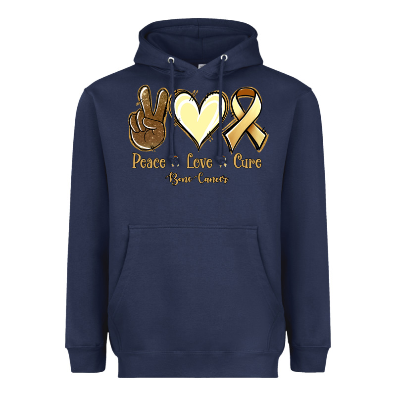 Peace Love Cure Bone Cancer Heavyweight Hoodie by NancyCooperArtShop | Teevron