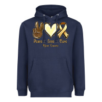 Navy Peace love cure Bone Cancer Heavyweight Hoodie - NancyCooperArtShop