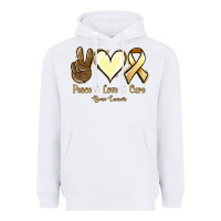 White Peace love cure Bone Cancer Heavyweight Hoodie - NancyCooperArtShop