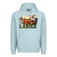 Blue Mist all the jingle ladies christmas cows Premium Hoodie - LillyAllenDesigns