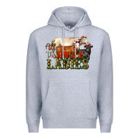 Heather Grey all the jingle ladies christmas cows Premium Hoodie - LillyAllenDesigns