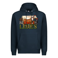 Navy all the jingle ladies christmas cows Premium Hoodie - LillyAllenDesigns