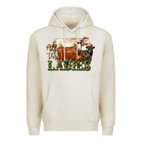Oatmeal Heather all the jingle ladies christmas cows Premium Hoodie - LillyAllenDesigns