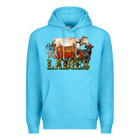 Ocean Blue all the jingle ladies christmas cows Premium Hoodie - LillyAllenDesigns