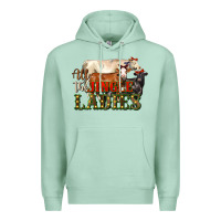 Seafoam all the jingle ladies christmas cows Premium Hoodie - LillyAllenDesigns