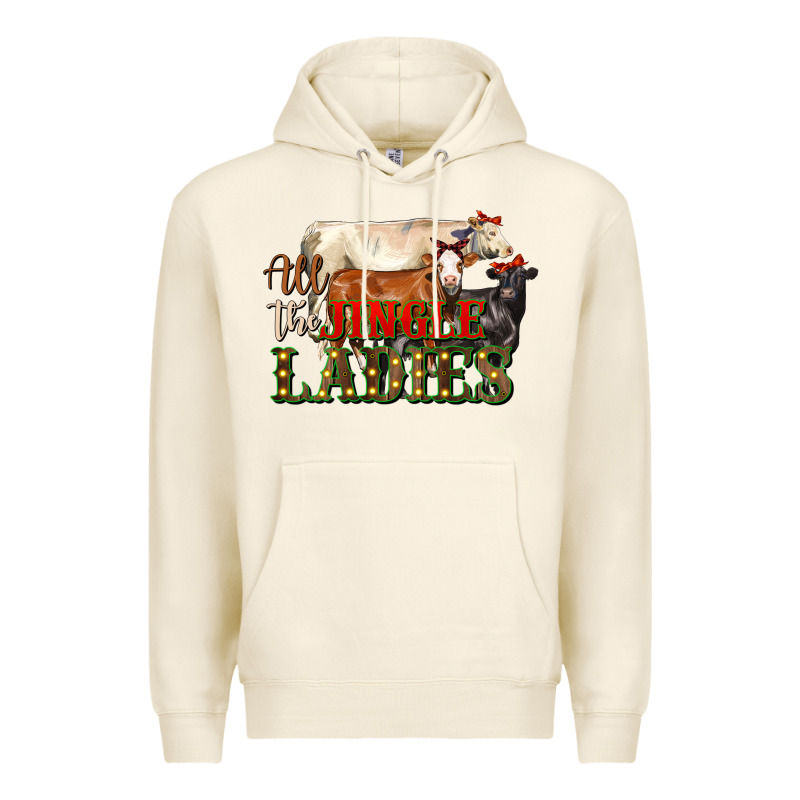 All The Jingle Ladies Christmas Cows Premium Hoodie by LillyAllenDesigns | Teevron