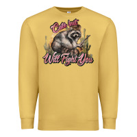 Antique Gold cute but will fight you racoon western Premium Sweatshirt - NancyCooperArtShop