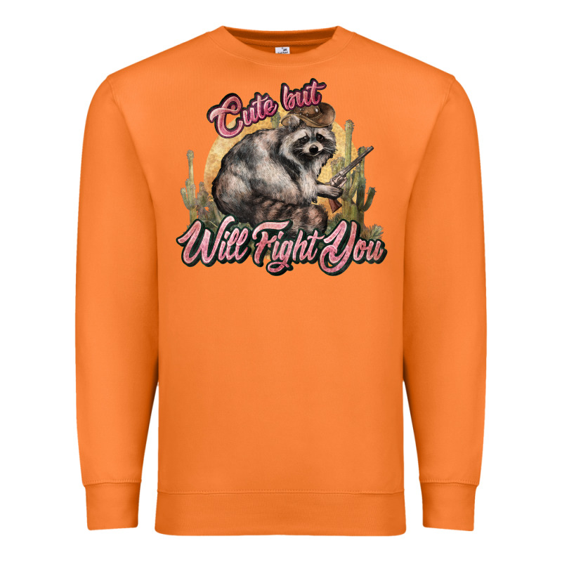 Cute But Will Fight You Racoon Western Premium Sweatshirt by NancyCooperArtShop | Teevron
