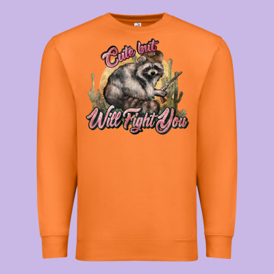 Cute But Will Fight You Racoon Western Premium Sweatshirt Designed By Nancycooperartshop