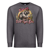 Charcoal Heather cute but will fight you racoon western Premium Sweatshirt - NancyCooperArtShop