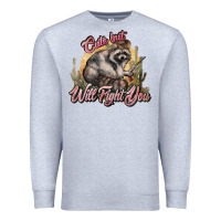 Heather Grey cute but will fight you racoon western Premium Sweatshirt - NancyCooperArtShop