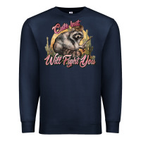 Navy cute but will fight you racoon western Premium Sweatshirt - NancyCooperArtShop