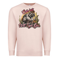 Pale Pink cute but will fight you racoon western Premium Sweatshirt - NancyCooperArtShop