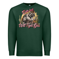 Sports Green cute but will fight you racoon western Premium Sweatshirt - NancyCooperArtShop