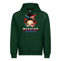 Forest Green Mexican American Messy Bun Urban Hoodie - texasbilliewilder