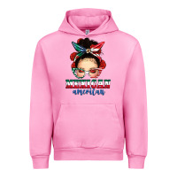Fuchsia Pink Mexican American Messy Bun Urban Hoodie - texasbilliewilder
