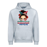 Heather Grey Mexican American Messy Bun Urban Hoodie - texasbilliewilder