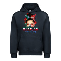 Navy Mexican American Messy Bun Urban Hoodie - texasbilliewilder