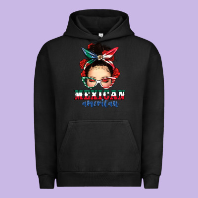 Mexican American Messy Bun Urban Hoodie Designed By Texasbilliewilder