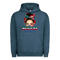 Pigment Midnight Navy Mexican American Messy Bun Urban Hoodie - texasbilliewilder