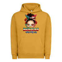 Pigment Peanut Butter Mexican American Messy Bun Urban Hoodie - texasbilliewilder