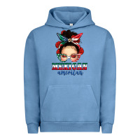 Pigment Pebble Blue Mexican American Messy Bun Urban Hoodie - texasbilliewilder