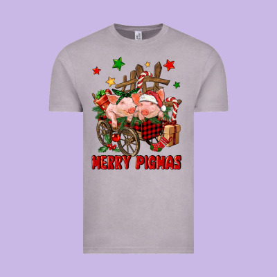 Merry Pig Mas Vintage Tee Designed By Fadigitalartstudio