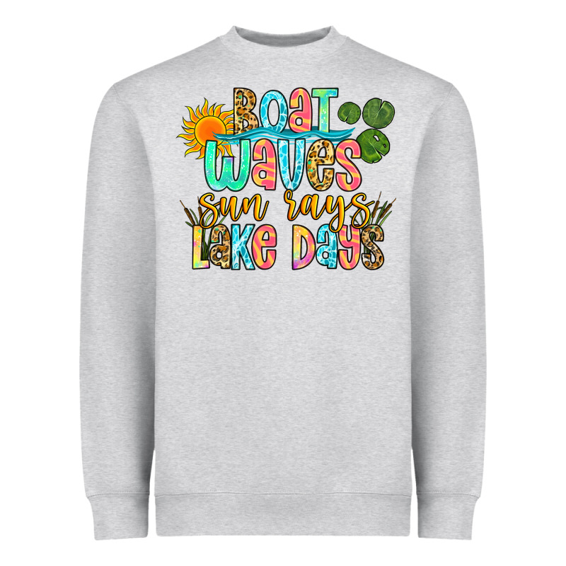 Boat Waves Sun Rays Lake Days Heavyweight Sweatshirt by Zillion Design Studio | Teevron