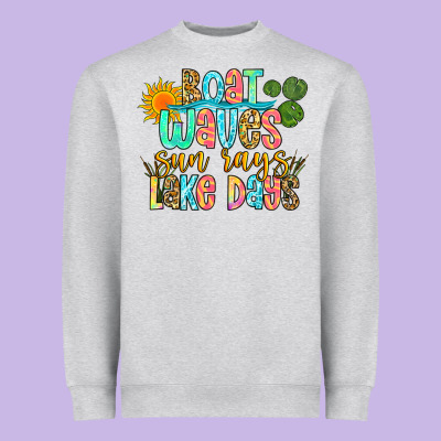 Boat Waves Sun Rays Lake Days Heavyweight Sweatshirt Designed By Zillion Design Studio