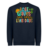 Navy boat waves sun rays lake days Heavyweight Sweatshirt - Zillion Design Studio