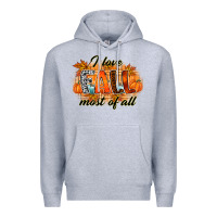 Heather Grey i love fall most of all Premium Hoodie - RacoonDesign