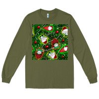 Army Green christmas gnomes seamless pattern Long Sleeve Tee - BundleAndBundleShop