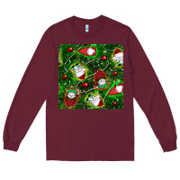 Burgundy christmas gnomes seamless pattern Long Sleeve Tee - BundleAndBundleShop