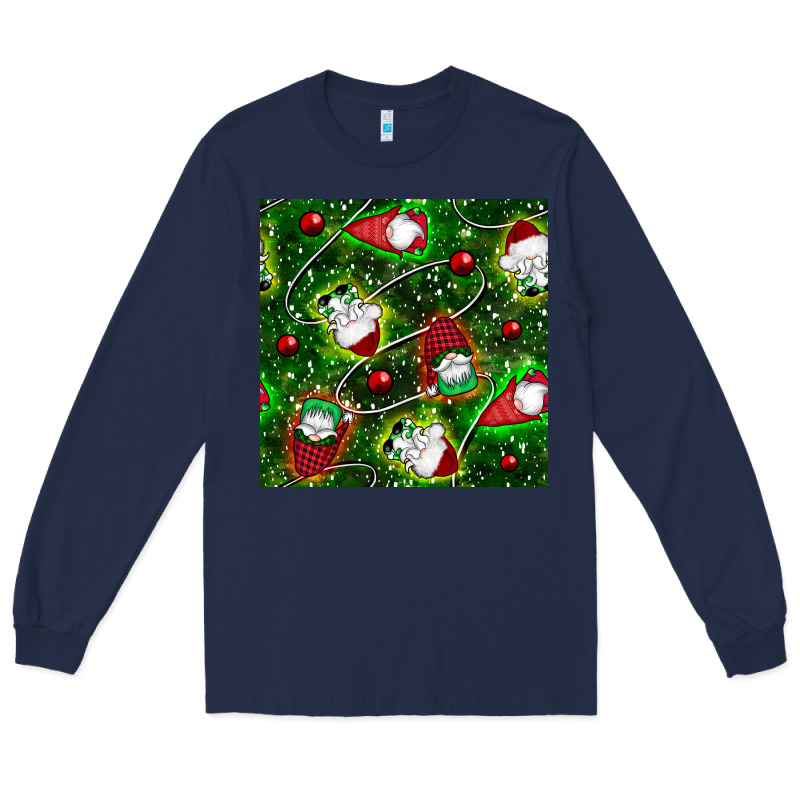 Christmas Gnomes Seamless Pattern Long Sleeve Tee by BundleAndBundleShop | Teevron