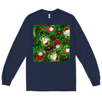Navy christmas gnomes seamless pattern Long Sleeve Tee - BundleAndBundleShop