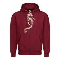 Burgundy pink seahorse Zipper Hoodie - LillyAllenDesigns