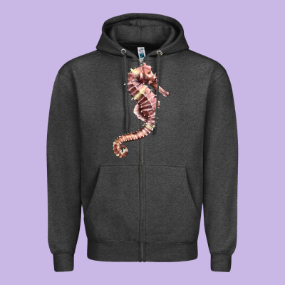 Pink Seahorse Zipper Hoodie Designed By Lillyallendesigns