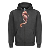 Charcoal Heather pink seahorse Zipper Hoodie - LillyAllenDesigns